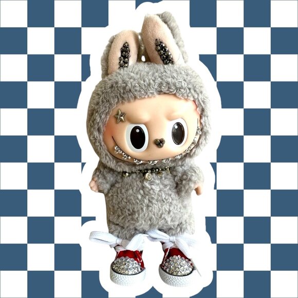 Bedazzled Rhinestone Embellished Sneakers for your Labubu - RED - Picture 2 of 7